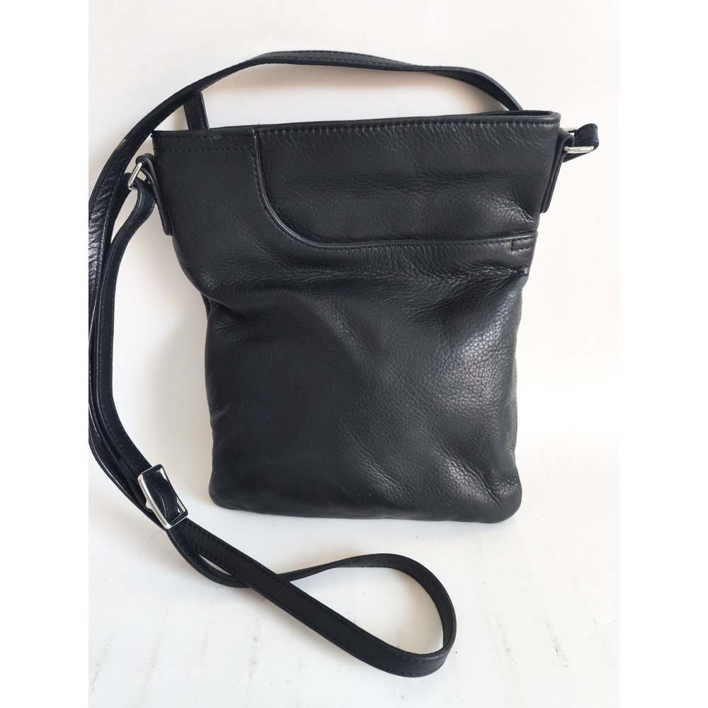 Margot Crossbody Bag Small‎ Black Leather Minimalist Adjustable Strap Everyday